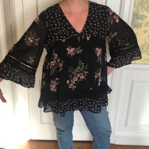 Black boho anthropology top
